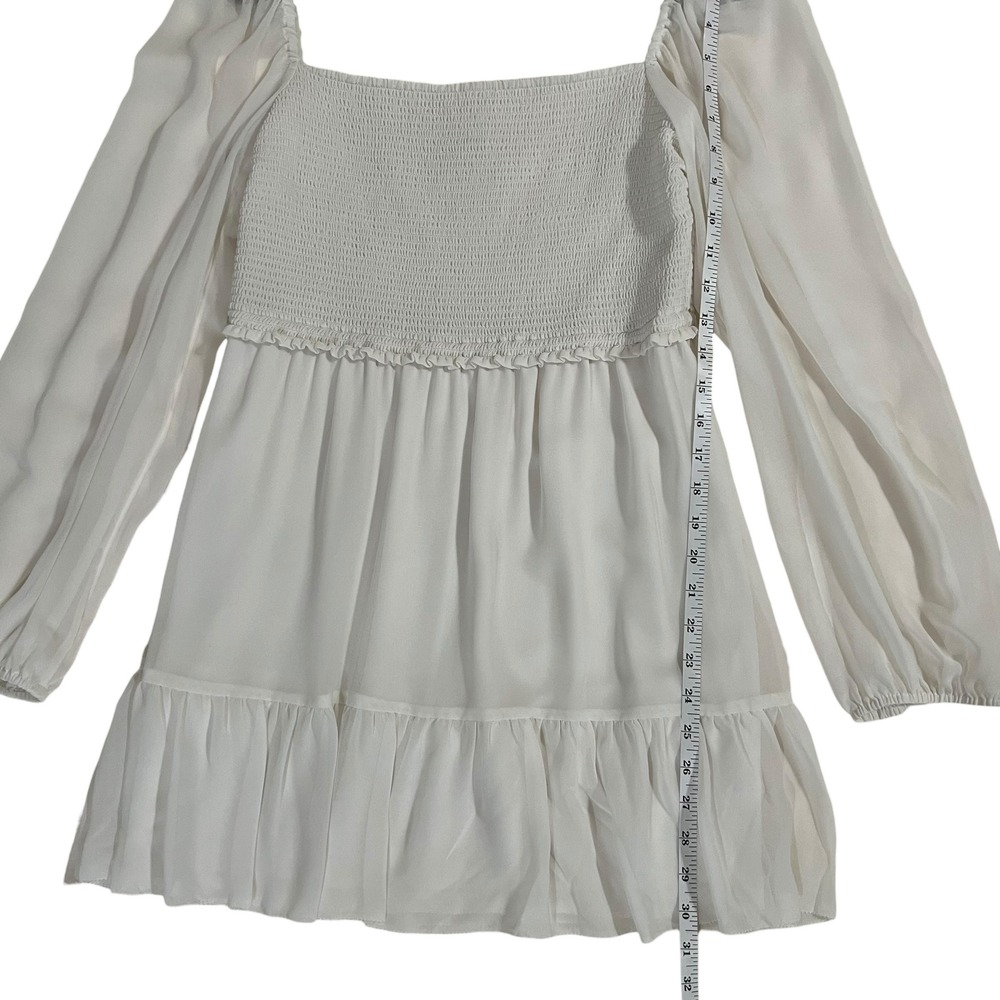 Aritzia Wilfred Tempest White Chiffon Long Sleeve Mini Dress XL Bridal Wedding - Picture 10 of 11